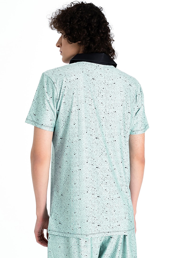 Pistachio Polyester Printed Polo T-Shirt by Tezhomaya by Kavit Mehta at Pernia's Pop Up Shop