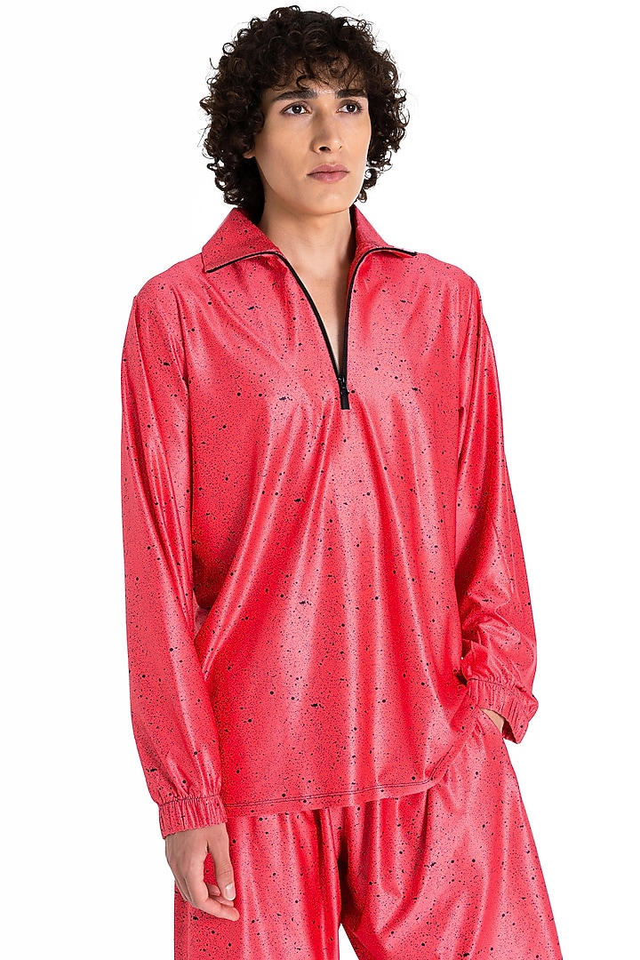 Red Polyester Printed T-Shirt by Tezhomaya by Kavit Mehta at Pernia's Pop Up Shop