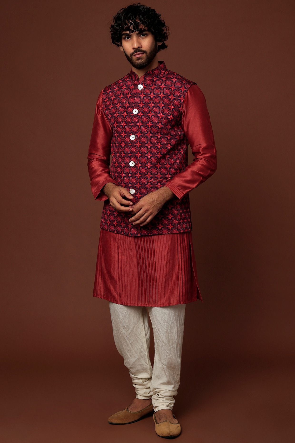 Maroon kurta jacket set for Men – paanericlothing