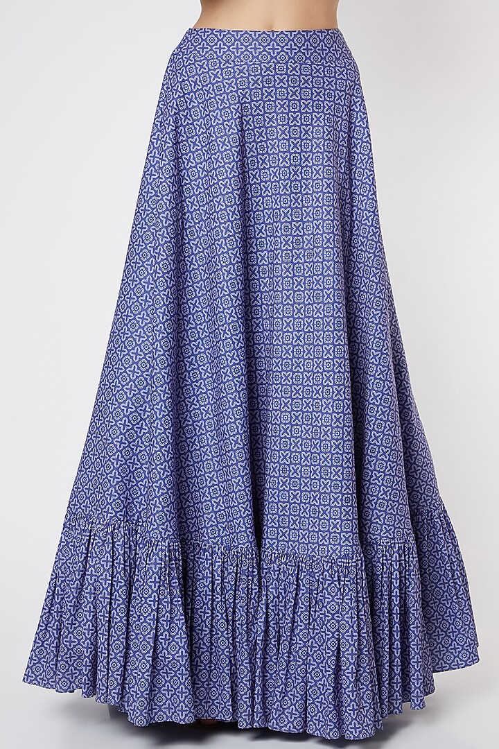 Cobalt Printed Gathered Skirt Set by DUARA at Pernia's Pop Up Shop