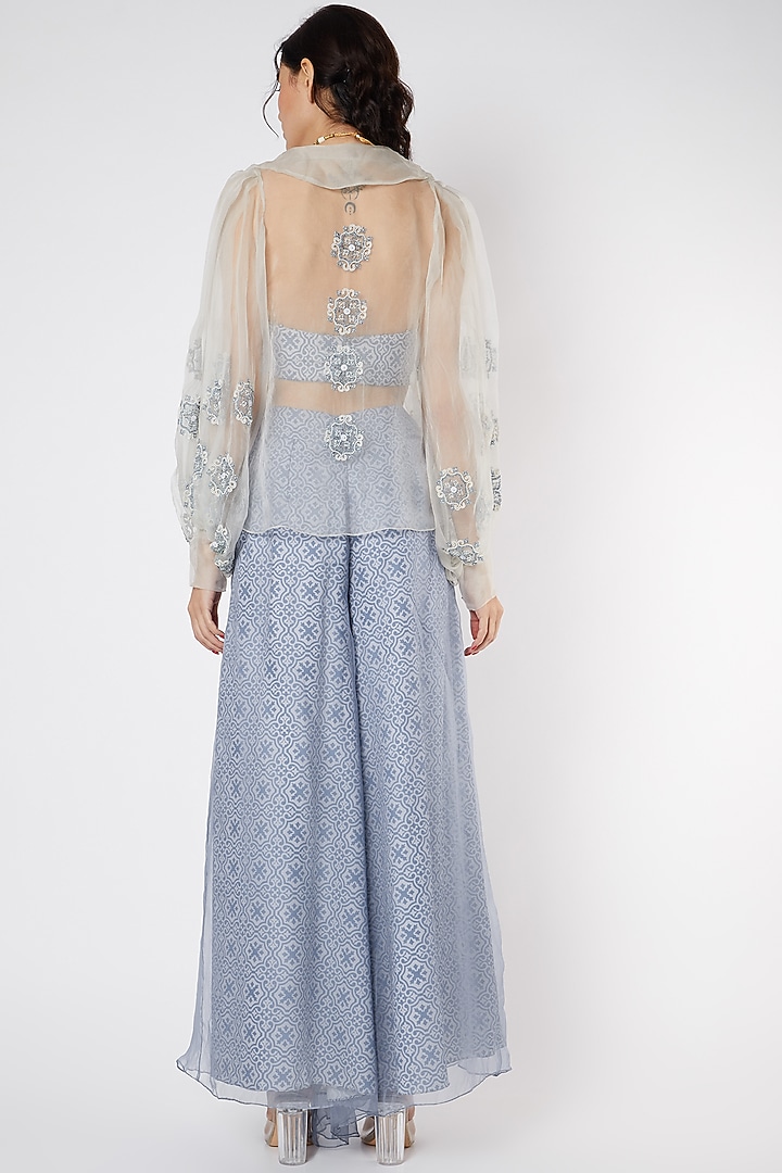 Sky Blue Printed Flared Pant Set by DUARA at Pernia's Pop Up Shop