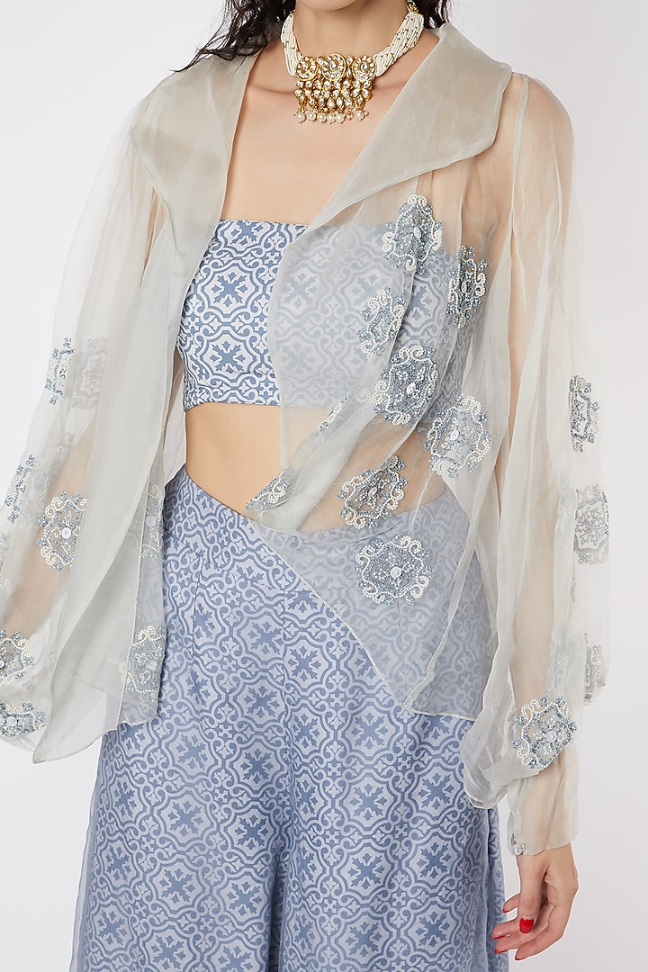 Sky Blue Printed Flared Pant Set by DUARA at Pernia's Pop Up Shop