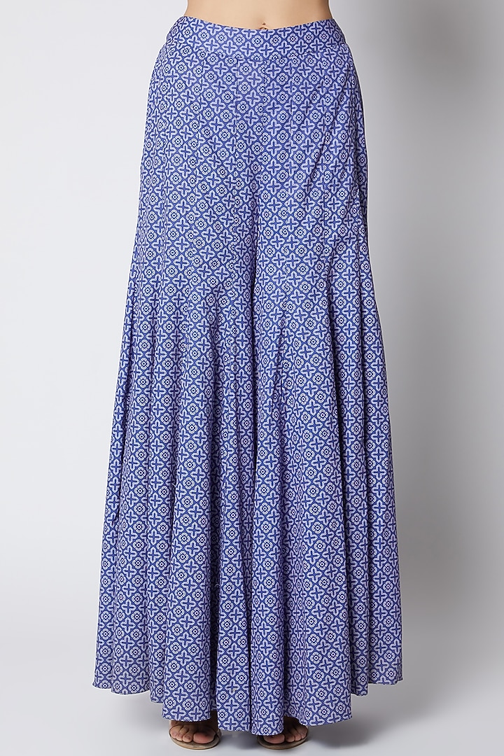 Cobalt Blue Printed Panelled Wedding Sharara Set by DUARA at Pernia's Pop Up Shop