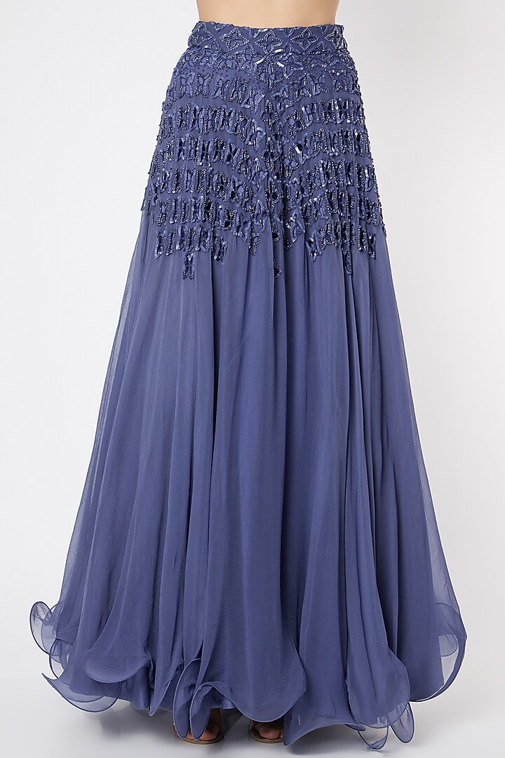 Cobalt Blue Embroidered Wedding Lehenga Set by DUARA at Pernia's Pop Up Shop