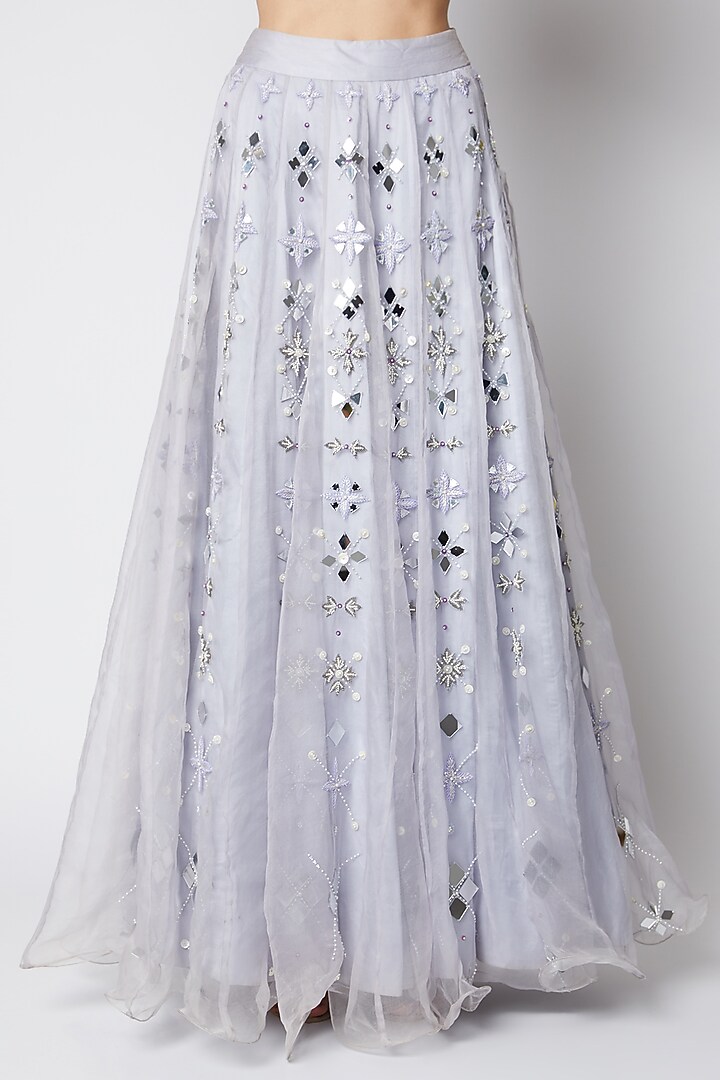 Pastel Mauve Wedding Lehenga Set With Mirror Work by DUARA at Pernia's Pop Up Shop