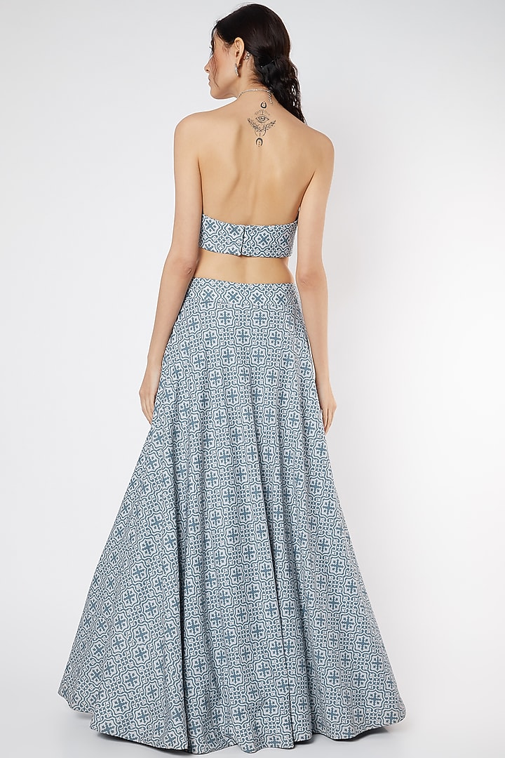 Sky Blue Printed Wedding Lehenga Set by DUARA at Pernia's Pop Up Shop