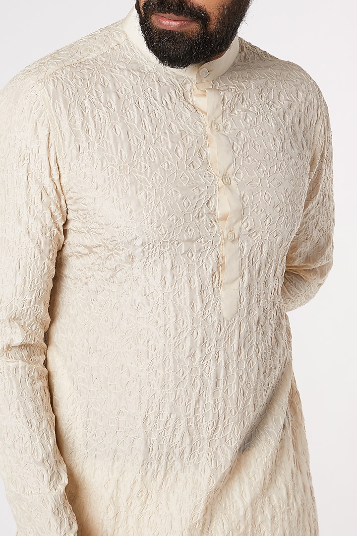 Beige Embroidered Kurta Set by DUARA Men at Pernia's Pop Up Shop