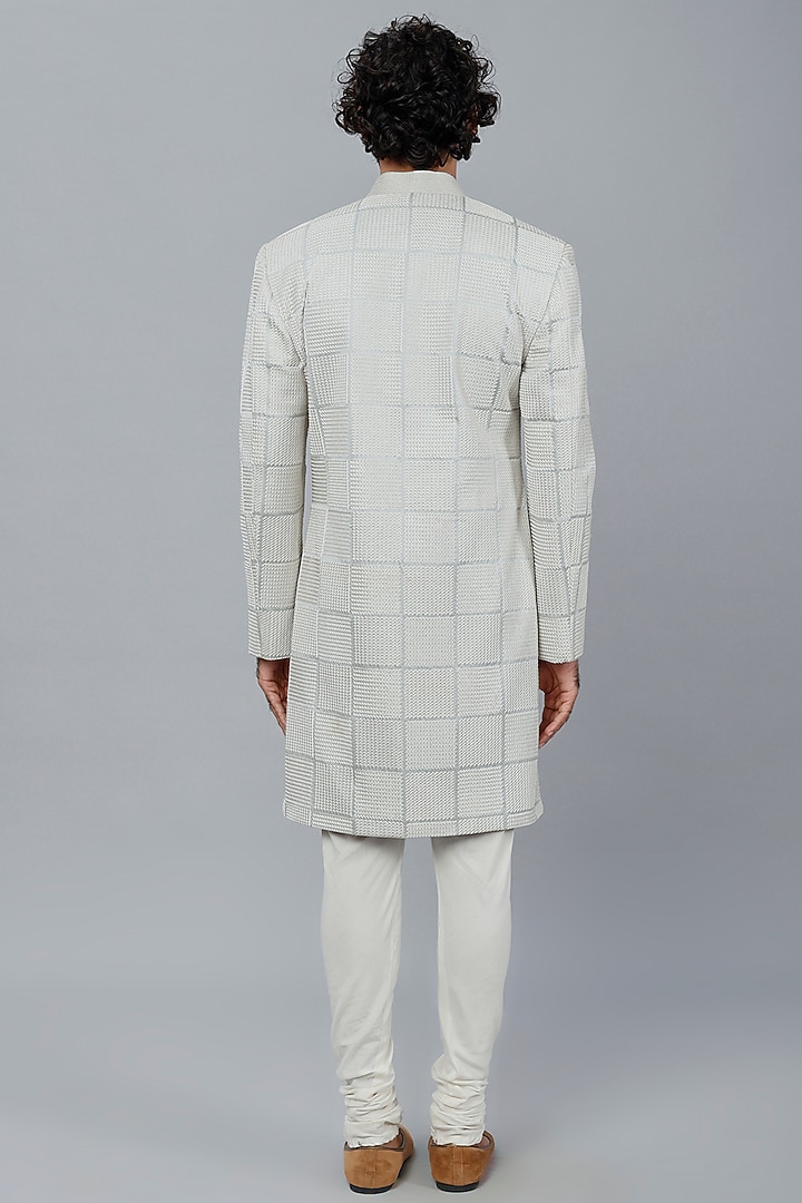 Ice Blue Achkan Jacket Set by DUARA MEN at Pernia's Pop Up Shop