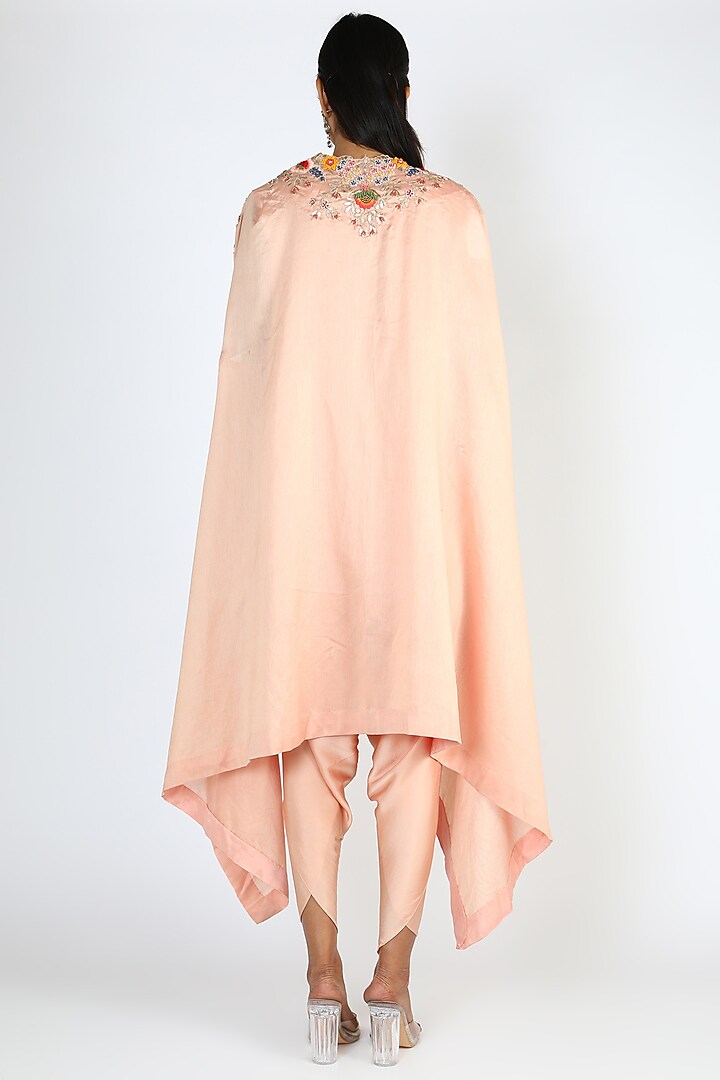 Blush Pink Kurta Set With Cape by USHA BAGRI at Pernia's Pop Up Shop