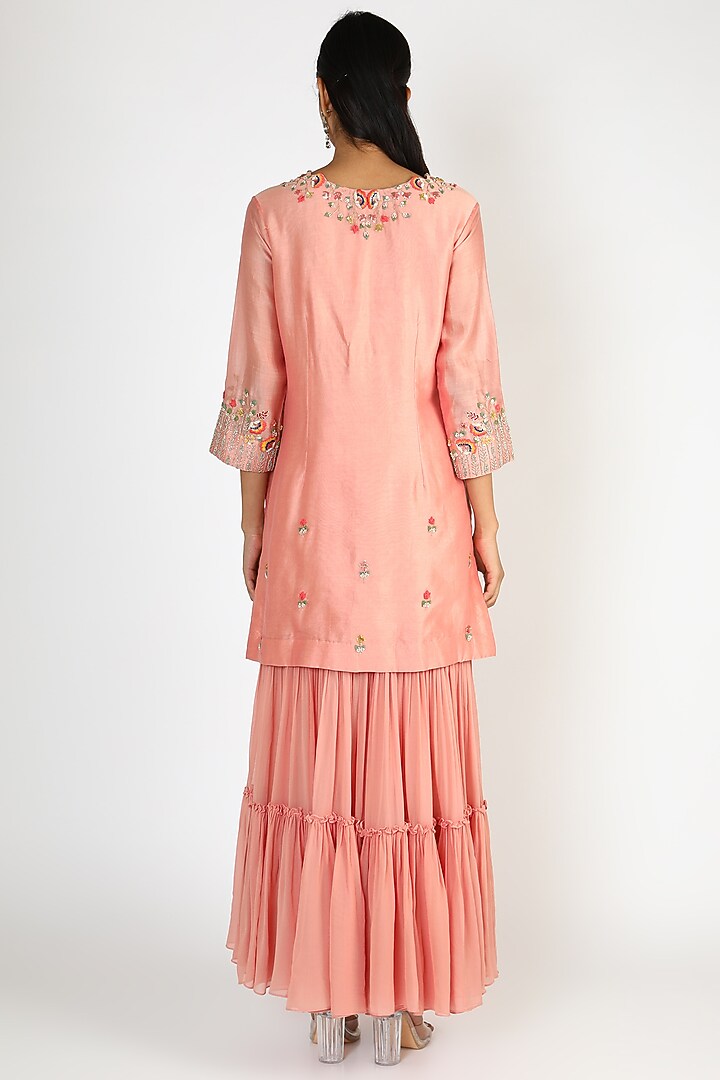 Pink Georgette Palazzo Pant Set by USHA BAGRI at Pernia's Pop Up Shop