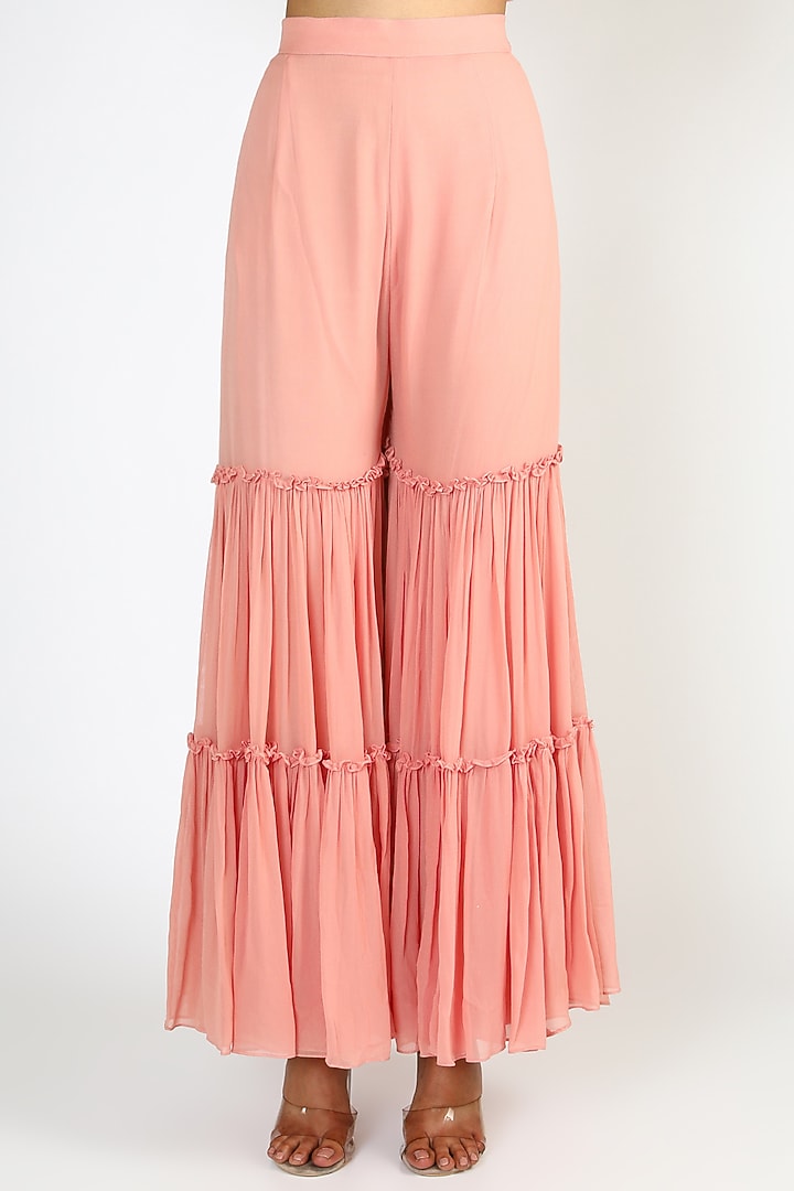 Pink Georgette Palazzo Pant Set by USHA BAGRI at Pernia's Pop Up Shop