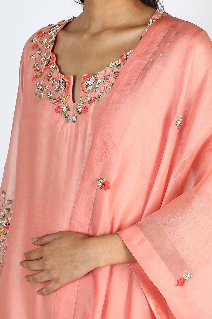 Pink Georgette Palazzo Pant Set by USHA BAGRI at Pernia's Pop Up Shop