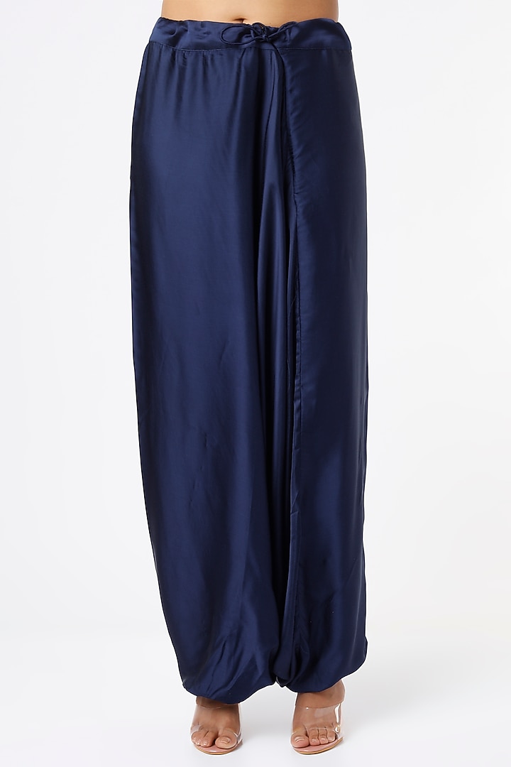 Navy Blue Chiffon Kurta Set by Usha Bagri at Pernia's Pop Up Shop