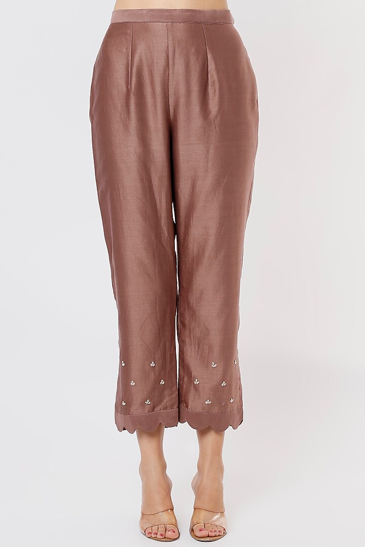 Brown Embroidered Kurta Set by USHA BAGRI at Pernia's Pop Up Shop