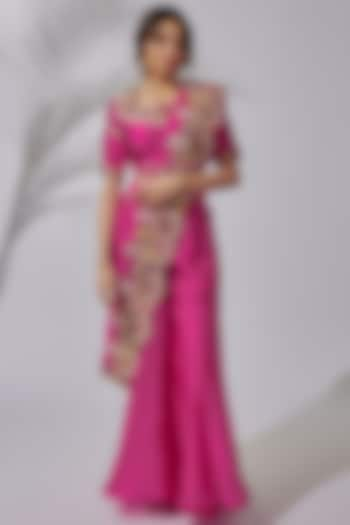 Pink Chanderi Silk Pant Set by USHA BAGRI at Pernia's Pop Up Shop