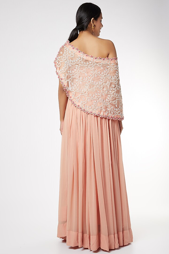 Blush Pink Georgette Skirt Set by USHA BAGRI at Pernia's Pop Up Shop