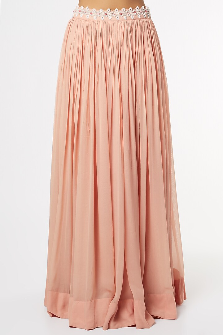 Blush Pink Georgette Skirt Set by USHA BAGRI at Pernia's Pop Up Shop