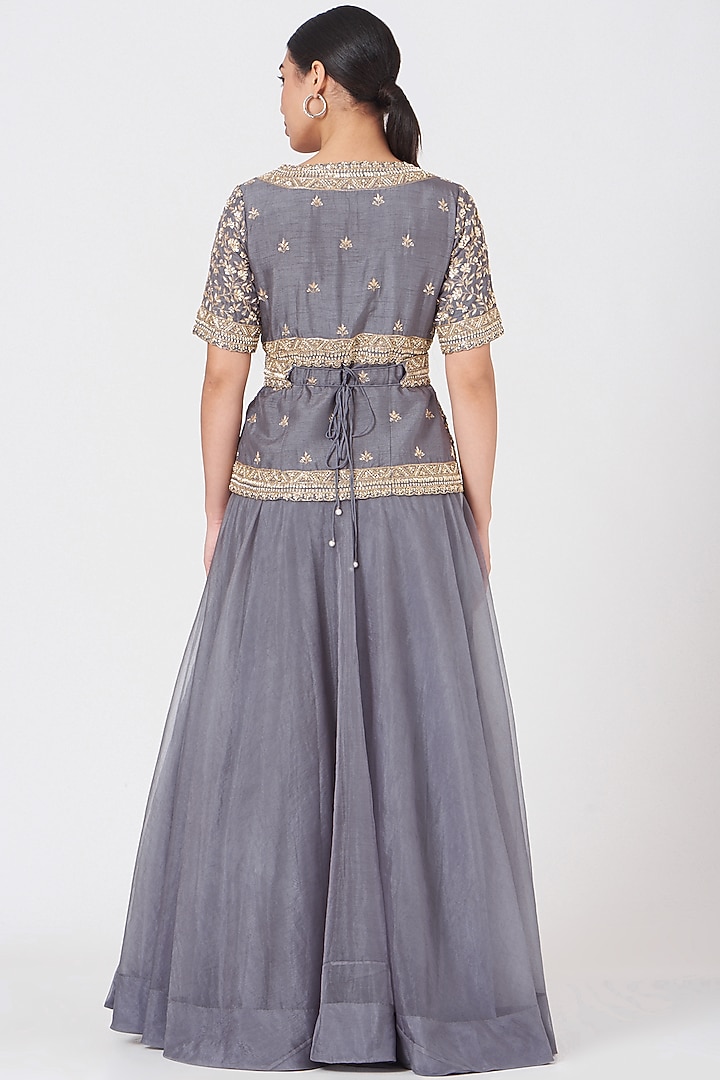 Mauve Embroidered Jacket Set by USHA BAGRI at Pernia's Pop Up Shop