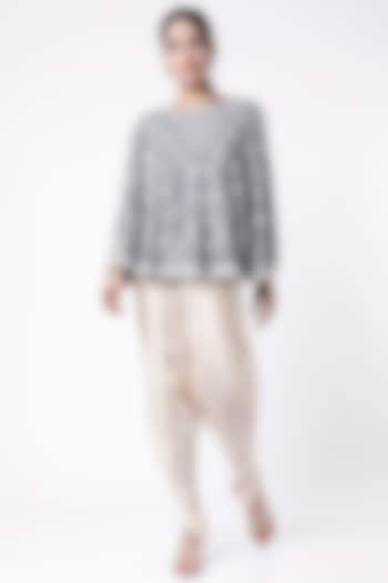 Grey & Beige Silk Dhoti Set by USHA BAGRI at Pernia's Pop Up Shop