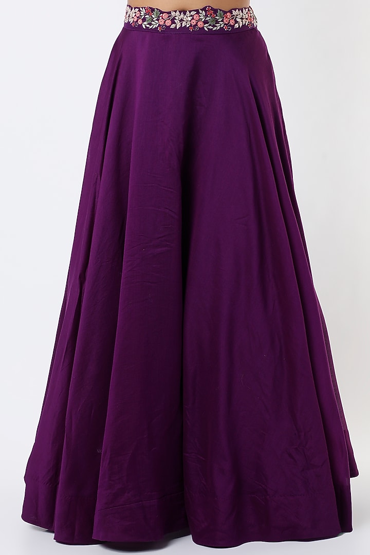 Violet Hand Embroidered Jacket Set by USHA BAGRI at Pernia's Pop Up Shop