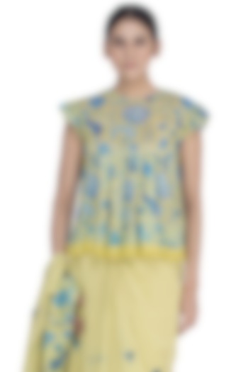 Lime Yellow Printed Top by Uri by Mrunalini Rao at Pernia's Pop Up Shop