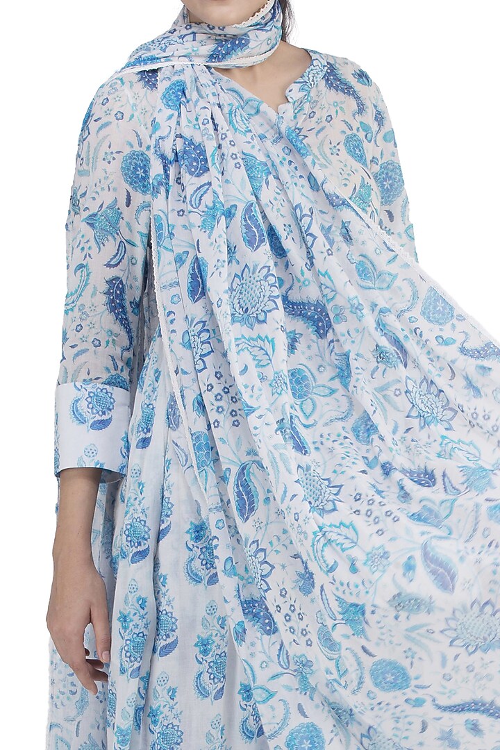 White Printed Pants Set by Uri by Mrunalini Rao at Pernia's Pop Up Shop