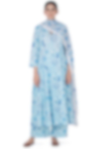 Light Blue Printed Kurta Set by Uri by Mrunalini Rao at Pernia's Pop Up Shop