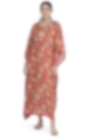 Red Embellished Kaftan Maxi dress by Uri by Mrunalini Rao at Pernia's Pop Up Shop
