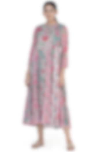 Multi Colored Printed Midi Dress by Uri by Mrunalini Rao at Pernia's Pop Up Shop