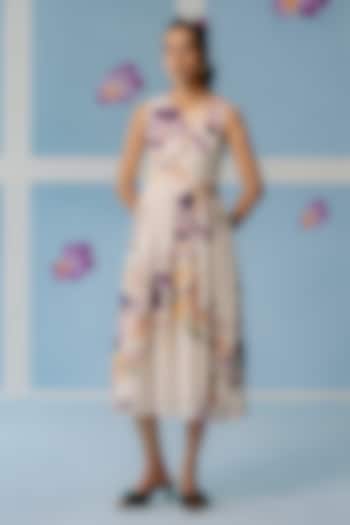 Off-White Organic Fabric Printed Gathered Summer Dress by Uri by Mrunalini Rao at Pernia's Pop Up Shop