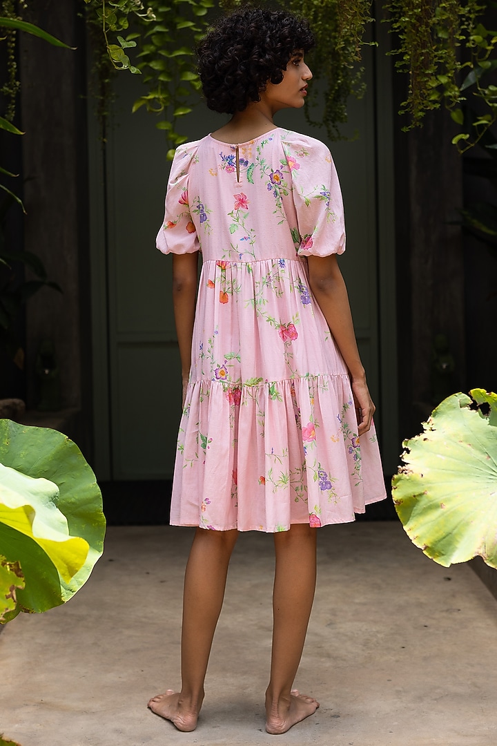 Pink Bamboo Tiered Summer Dress by Uri by Mrunalini Rao at Pernia's Pop Up Shop