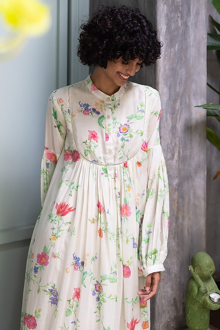 Off-White Soy Vacation Dress by Uri by Mrunalini Rao at Pernia's Pop Up Shop