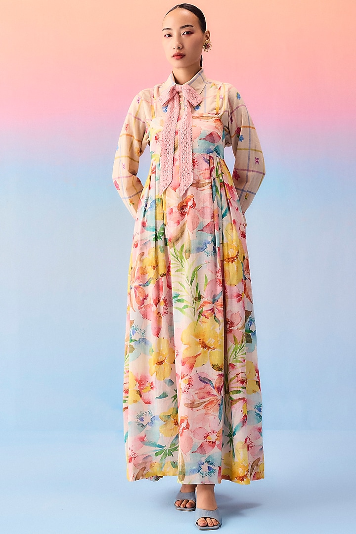 Multi-Colored Organic Fabric Maxi Vacation Dress by Uri by Mrunalini Rao at Pernia's Pop Up Shop