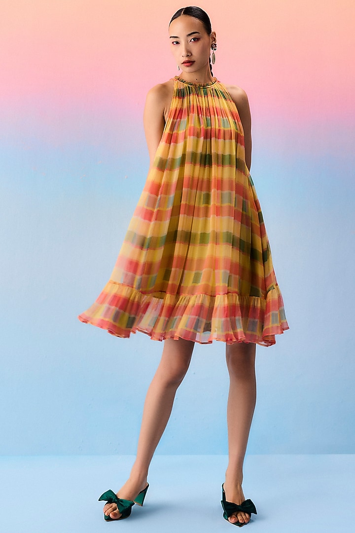 Multi-Colored Organic Fabric Checkered Summer Dress by Uri by Mrunalini Rao at Pernia's Pop Up Shop