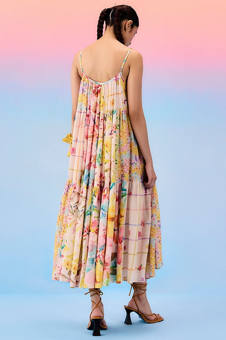 Multi-Colored Organic Fabric Patchwork Vacation Dress by Uri by Mrunalini Rao at Pernia's Pop Up Shop