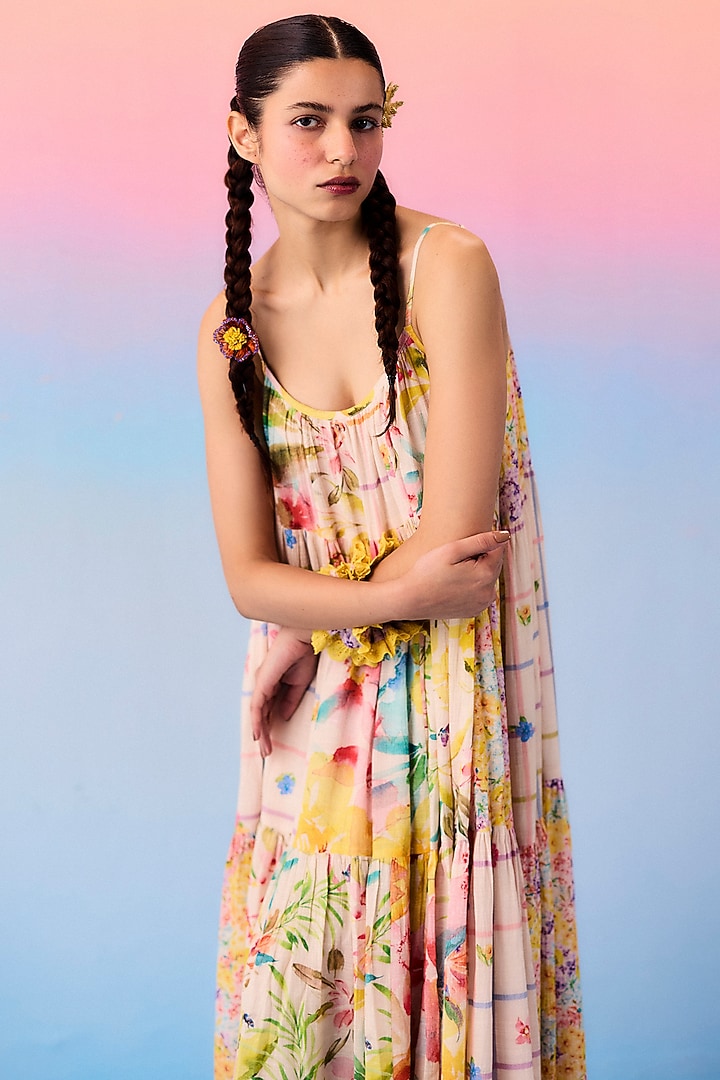 Multi-Colored Organic Fabric Patchwork Vacation Dress by Uri by Mrunalini Rao at Pernia's Pop Up Shop