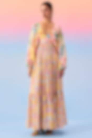 Multi-Colored Organic Fabric Maxi Vacation Dress by Uri by Mrunalini Rao at Pernia's Pop Up Shop
