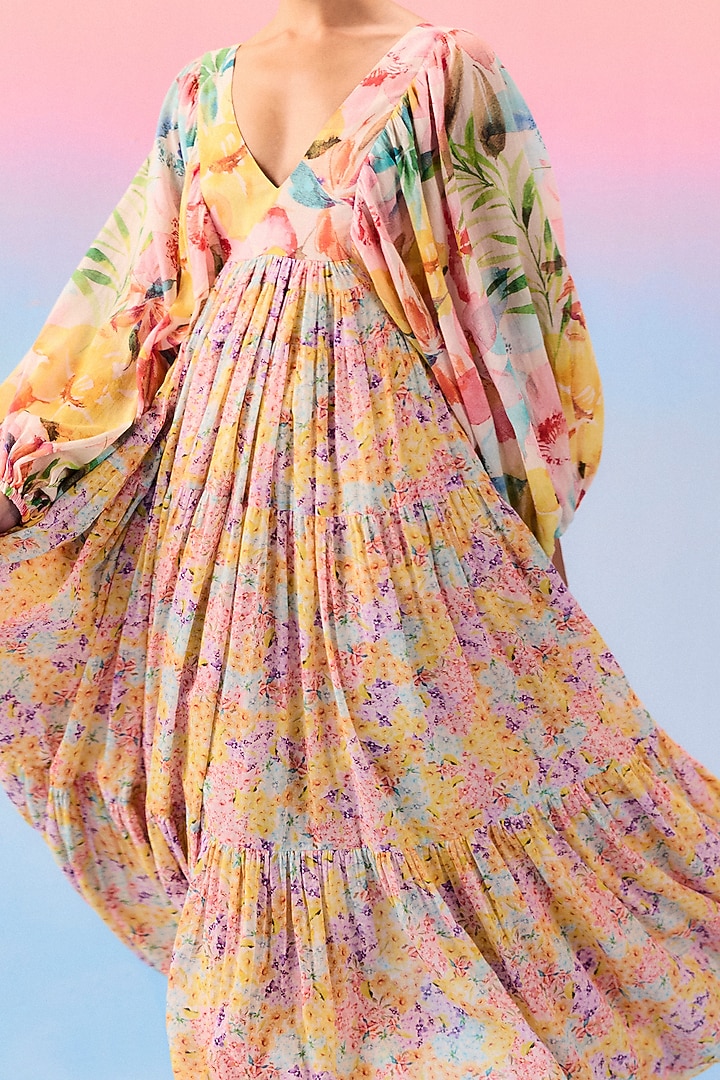 Multi-Colored Organic Fabric Maxi Vacation Dress by Uri by Mrunalini Rao at Pernia's Pop Up Shop
