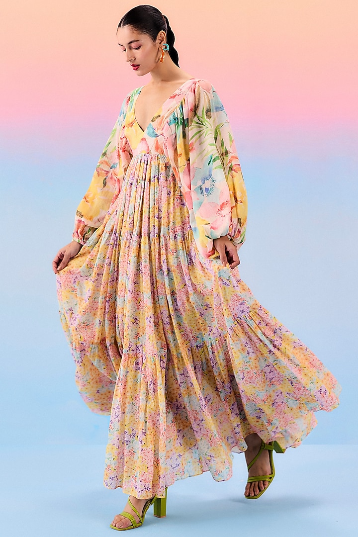 Multi-Colored Organic Fabric Maxi Vacation Dress by Uri by Mrunalini Rao at Pernia's Pop Up Shop