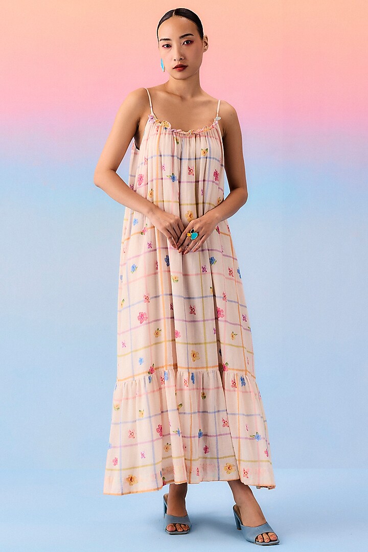 Multi-Colored Organic Fabric Printed Maxi Summer Dress by Uri by Mrunalini Rao at Pernia's Pop Up Shop