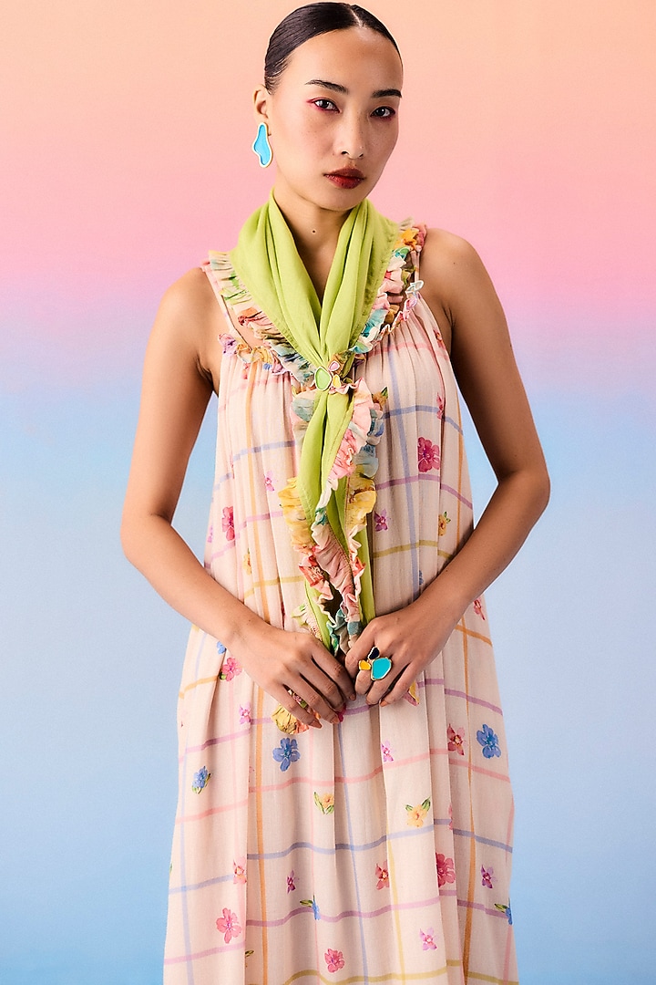 Multi-Colored Organic Fabric Printed Maxi Summer Dress by Uri by Mrunalini Rao at Pernia's Pop Up Shop