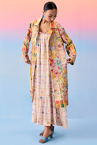 Multi-Colored Organic Fabric Patchwork Jacket by Uri by Mrunalini Rao
