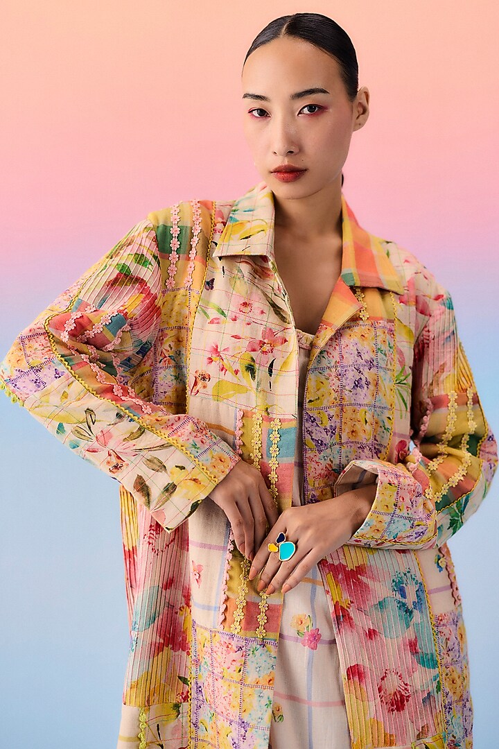 Multi-Colored Organic Fabric Patchwork Jacket by Uri by Mrunalini Rao at Pernia's Pop Up Shop