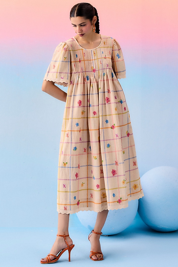 Multi-Colored Organic Fabric A-Line Vacation Dress by Uri by Mrunalini Rao at Pernia's Pop Up Shop