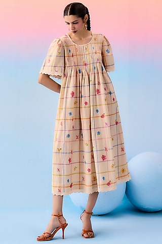 Multi-Colored Organic Fabric A-Line Dress by Uri by Mrunalini Rao