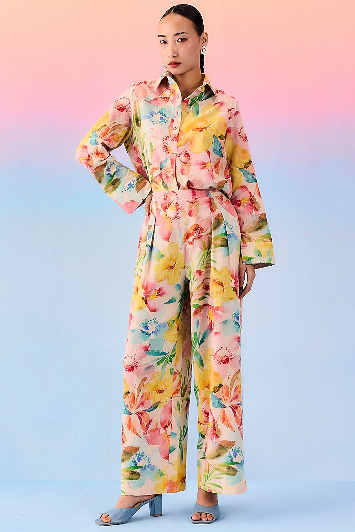 Multi-Colored Organic Fabric Printed Co-Ord Set by Uri by Mrunalini Rao at Pernia's Pop Up Shop