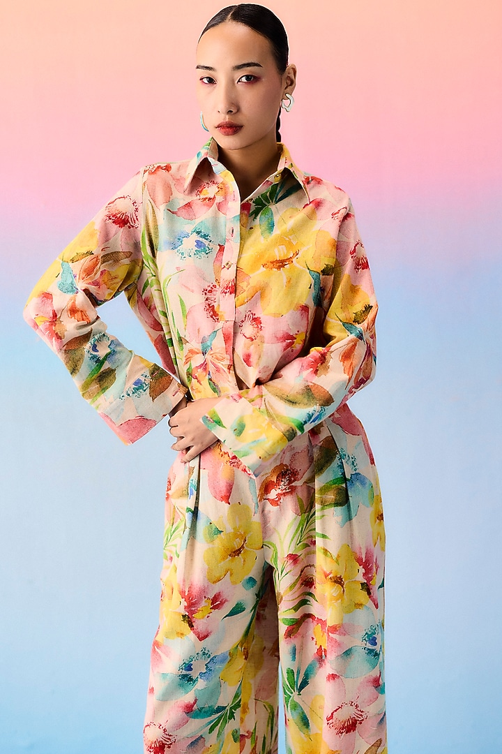 Multi-Colored Organic Fabric Printed Co-Ord Set by Uri by Mrunalini Rao at Pernia's Pop Up Shop