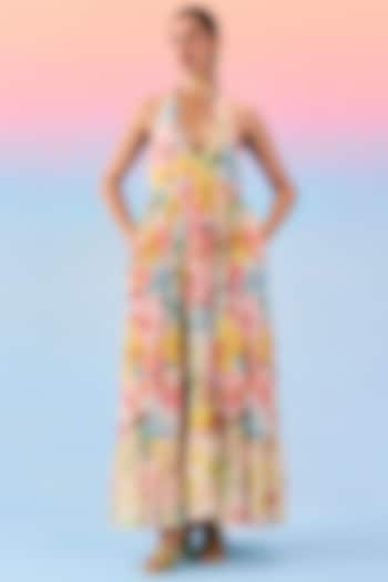 Multi-Colored Organic Fabric Maxi Vacation Dress by Uri by Mrunalini Rao at Pernia's Pop Up Shop