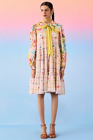 Multi-Colored Organic Fabric Shirt Dress by Uri by Mrunalini Rao