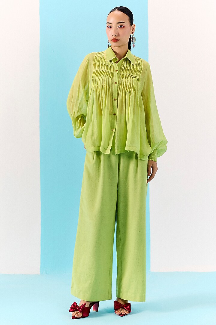 Fresh Green Organic Fabric Co-Ord Set by Uri by Mrunalini Rao at Pernia's Pop Up Shop